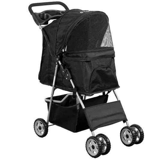 VIVO Four Wheel Pet Stroller, for Cat, Dog and More, Foldable Carrier Strolling Cart, Multiple Colors (Blue)