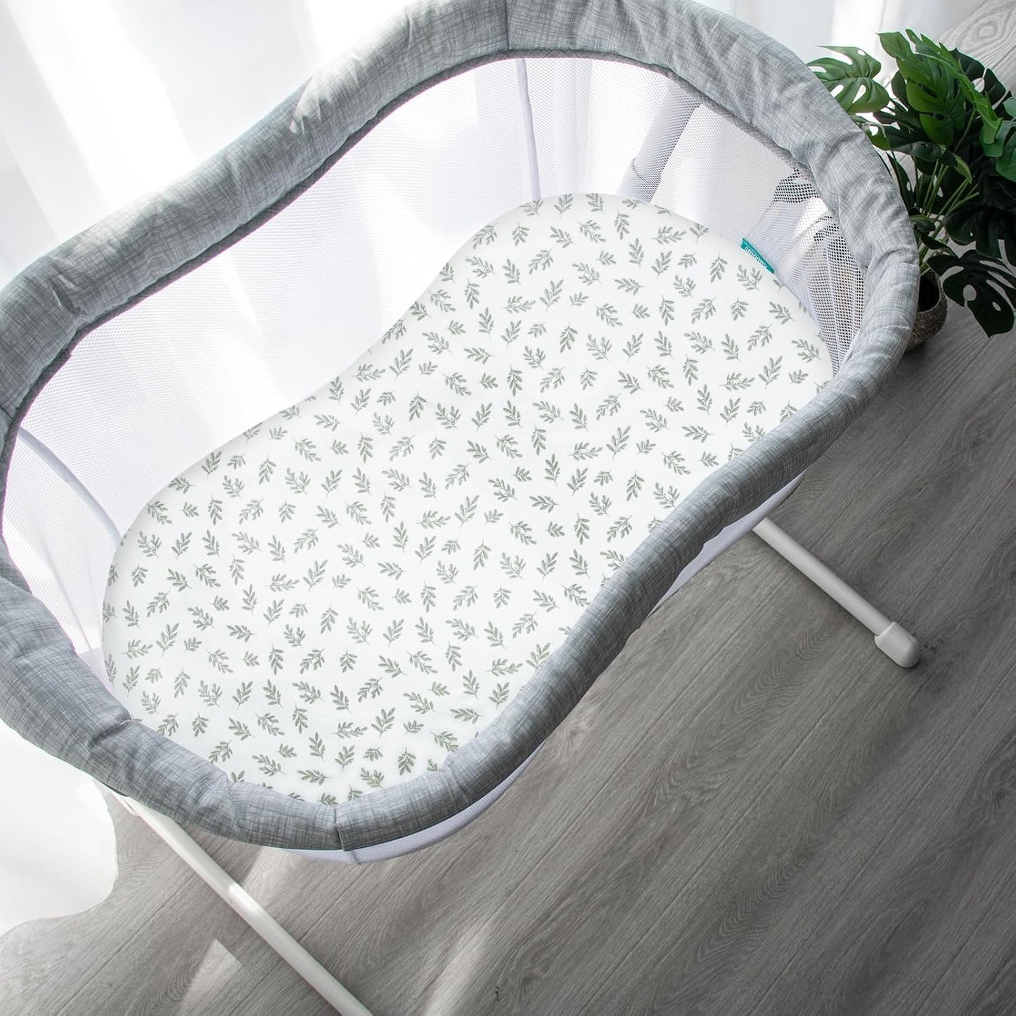 Baby Bassinet Sheets 4 Pack Fit for Baby Delight, Semphis, Kiniew, Jimglo, Cowiewie, JevrJeur, Newton Baby, AirClub, Mika Micky, Ezebaby and Besrey Bassinet, Green