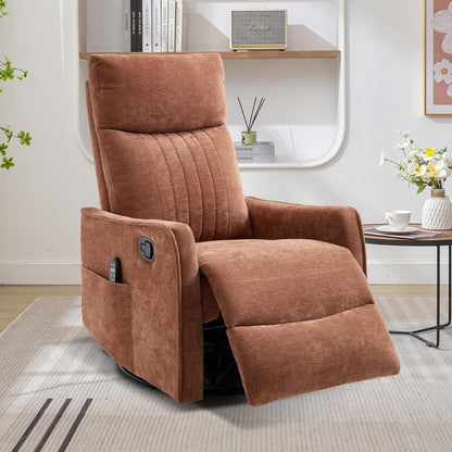 Trustyue Swivel Rocker Recliner Chair, 360° Swivel Recliner with Heat and Massage, Rocker Recliner Nursery Glider Chair with Side Pockets for Living Room (Beige, Fabric)