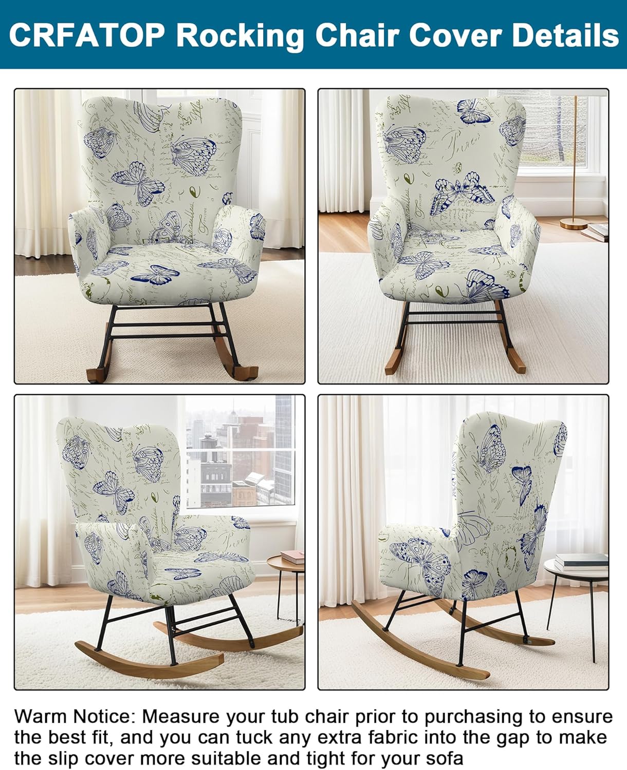 CRFATOP Jacquard 1 PC Nursery Rocking Chair Recliner Covers Upholstered Glider Rocker Banquet Armchair Slipcover Stretch Accent Chairs Furniture Protector for Living Room Bedroom Offices,Green