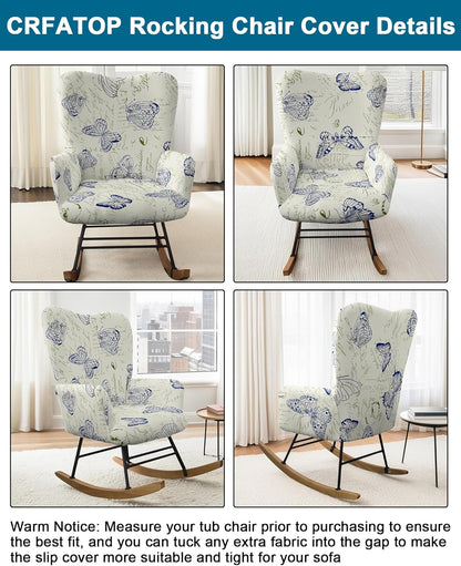 CRFATOP Jacquard 1 PC Nursery Rocking Chair Recliner Covers Upholstered Glider Rocker Banquet Armchair Slipcover Stretch Accent Chairs Furniture Protector for Living Room Bedroom Offices,Green
