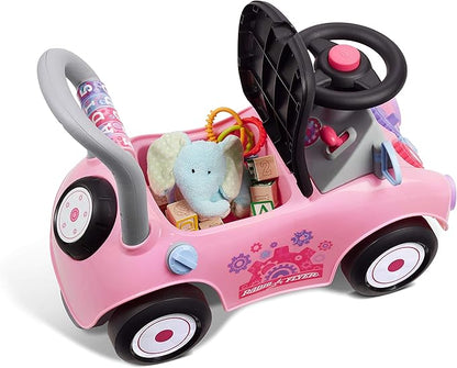 Radio Flyer Creativity Car, for Toddlers 1-3, 3-in-1 Push Walker Ride On Rocket with 17 Sensory Activities, Anti-Tip Feature, Under-Seat Storage, Horn and Gears, 42 lb Capacity, Toddler Ride On Toys