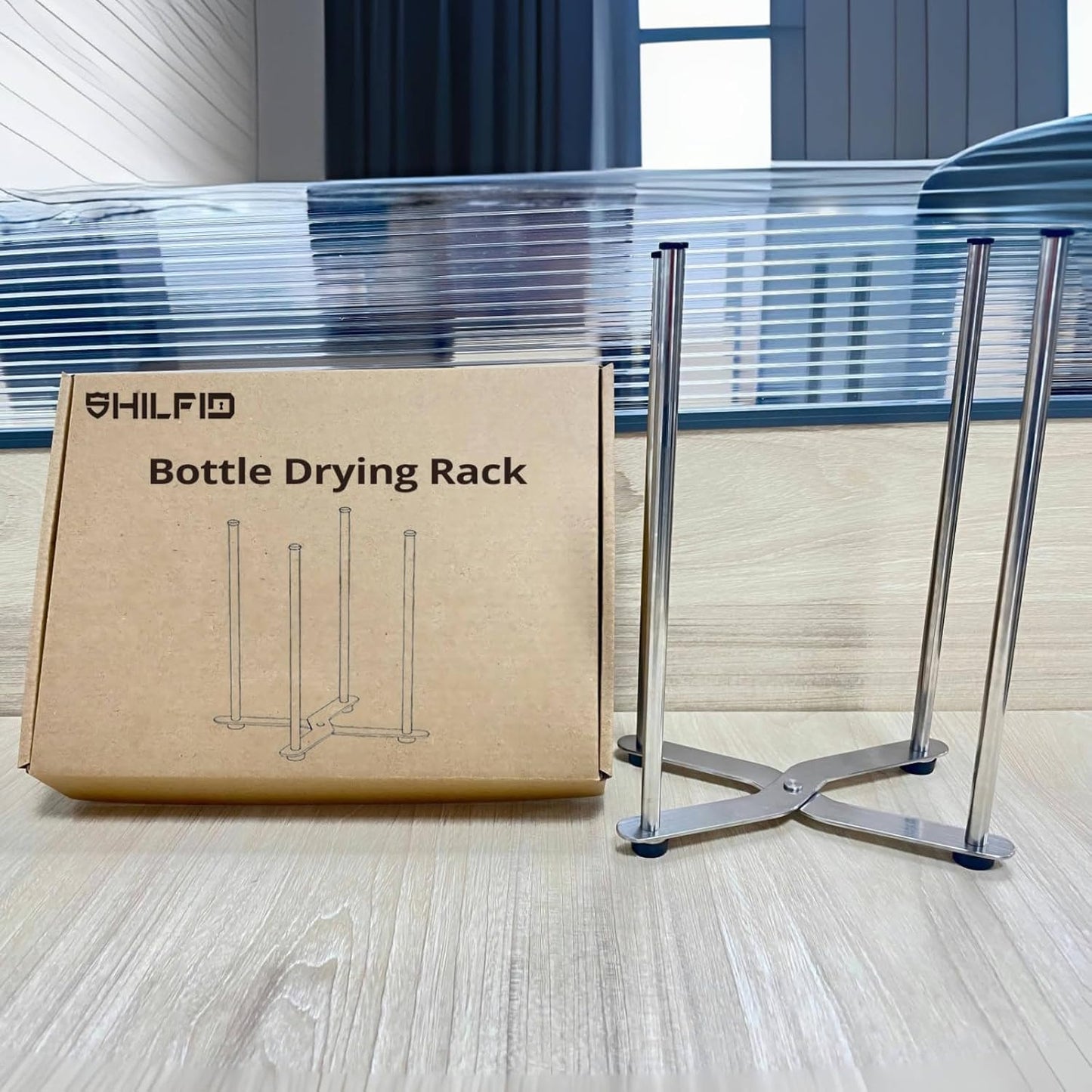 Reusable Bag & Bottle Drying Rack, Baby Bottle Drying Rack, Collapsible Cup Drying Rack for Glass, Mugs -Stainless Steel Countertop Organizer