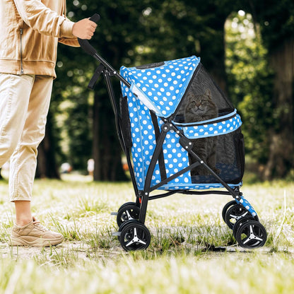 Magshion Compact Pet Stroller for Small-Medium Dogs/Cats up to 22lbs, 4-Wheel Lightweight Umbrella Shaped Portable Puppy Travel Jogger with Breathable Mesh, Cup Holder & Rear Storage, Black