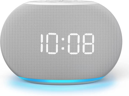 Reacher Auto-Dimmable Alarm Clock White Noise Machine with Night Light, 20 Soothing Sounds, Sleep Timer, Fabric LED Display, Precise Volume Control, Small Sound Machine for Nursery, Baby