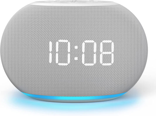 Reacher Auto-Dimmable Alarm Clock White Noise Machine with Night Light, 20 Soothing Sounds, Sleep Timer, Fabric LED Display, Precise Volume Control, Small Sound Machine for Nursery, Baby