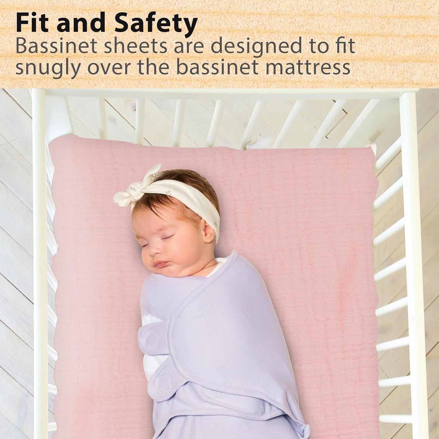 3-Pack Bedside Sleeper Bassinet Sheets | GOTS Certified Organic 100% Muslin Cotton | Ultra Soft & Breathable | 33×20×4” Fitted Sheets | Universal Fit 29–33” x 17–21” Pads