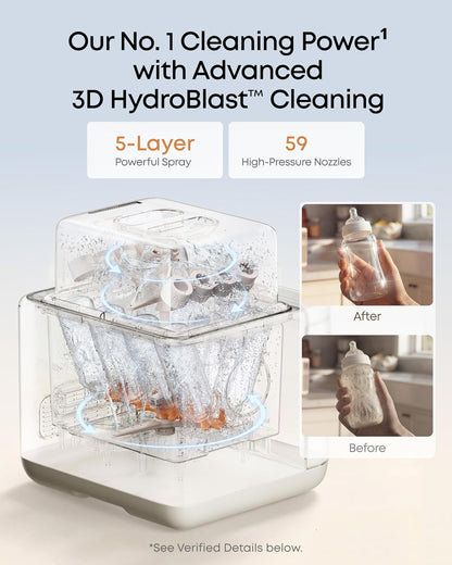 eufy Bottle Washer S1 Pro, Built-in Water Softener, All-in-One 3D HydroBlast Washer, 212°F Steam Sterilizer & Thoroughly Fast Dryer, Largest 10-Bottle Capacity, Smart App Control, Hands-Free