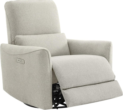 CHITA Power Recliner Chair Swivel Glider, FSC Certified Upholstered Living Room Nursery Reclining Sofa Chair with Lumbar Support, Linen
