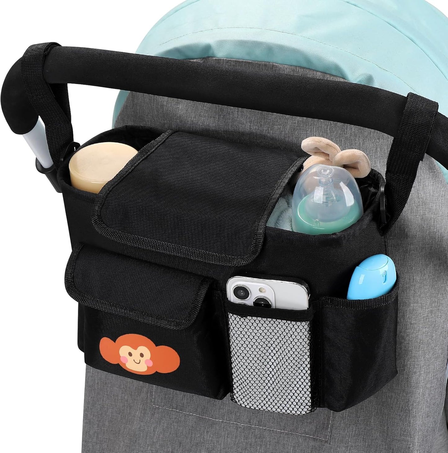 Accmor Universal Stroller Organizer with Cup Holder and Shoulder Strap, Stroller Bag Caddy Organizer Fits for Uppababy, Baby Jogger, Britax Strollers
