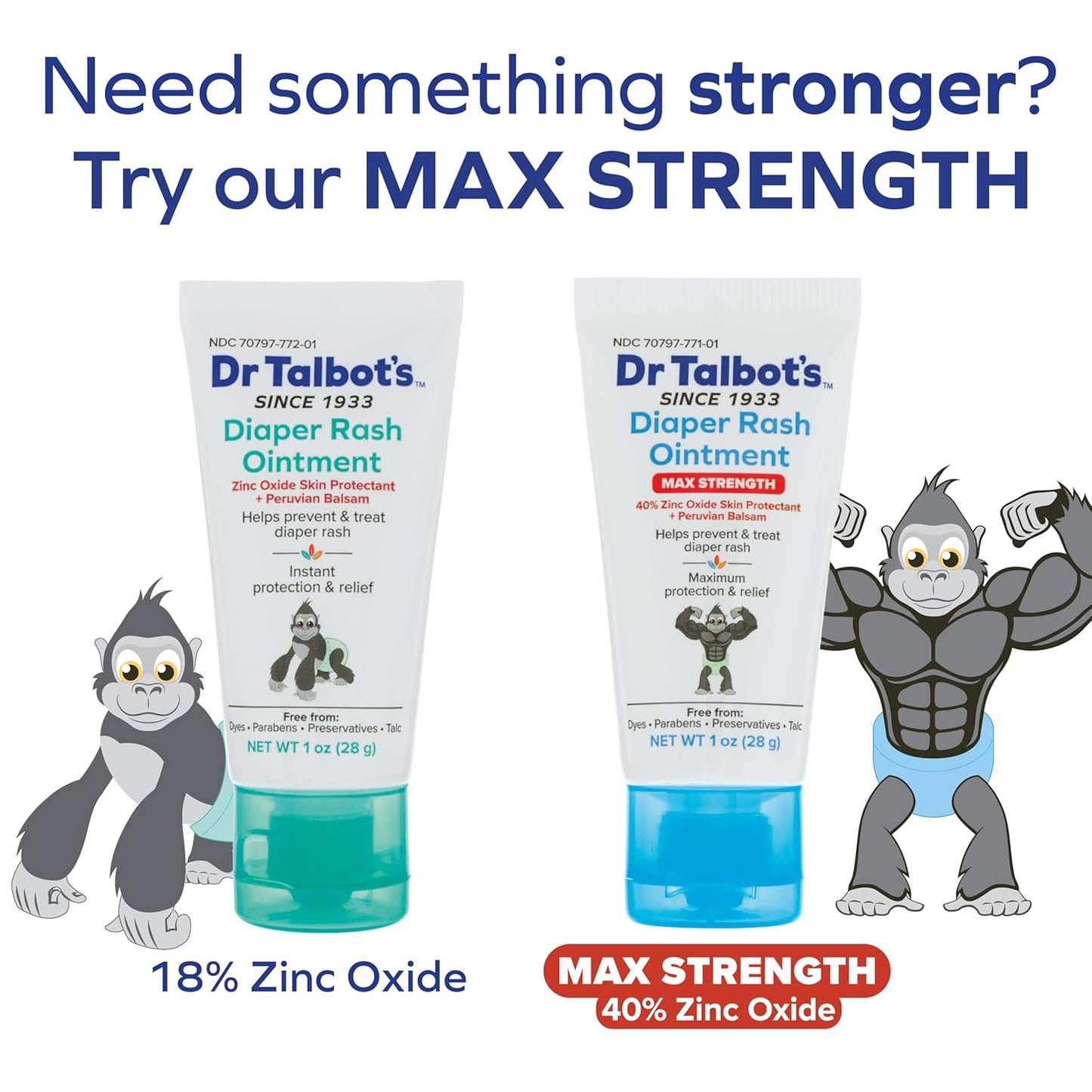 Dr. Talbot's Baby Diaper Rash Ointment - 2 oz - Zinc Oxide Skin Protectant with Peruvian Balsam - Treats and Prevents Rash