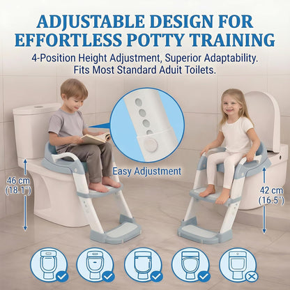 Potty Training Seat - 2026 Upgraded 3-in-1 Foldable Potty Chair with Adjustable Step Stool, Removable Cushion & Splash Guard, Portable Potty Training Toilet for Toddler Boys and Girls (Cyan)
