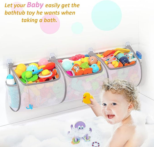 Ligereza Bathtub Toy Holder，Prevent Spots，Bath Toy Storage Bath Toys for Kids Ages 4-8 30“x8.7”Mesh Bath Toy Holder，let Baby Bath Toys Quick Drying