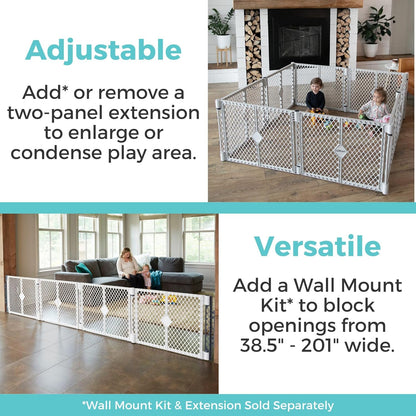 Toddleroo by North States - Superyard Baby Play Yard: Freestanding 6-Panel Baby Playpen - Indoor or Outdoor Use - Made in USA - Encloses Up to 18.5 Square Feet - 26 Inches Tall - Light Gray