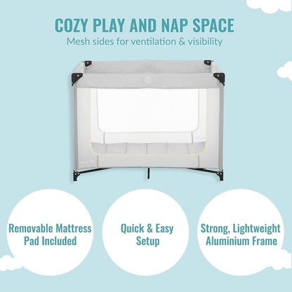 Dream On Me Zoom Portable Playard in Black, Lightweight, Packable and Easy Setup Baby Playard, Breathable Mesh Sides and Soft Fabric - Comes with a Removable Padded Mat