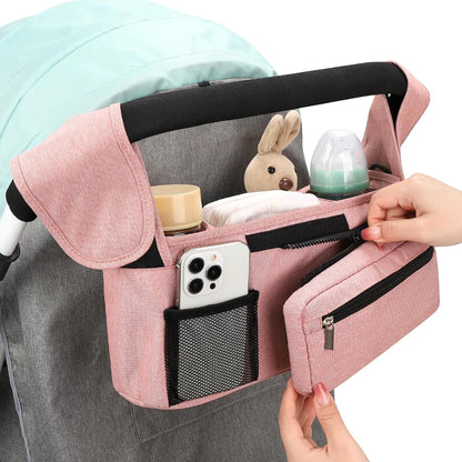 Accmor Universal Stroller Organizer with Insulated Cup Holder Detachable Phone Bag and Shoulder Strap,Stroller Bag Caddy Organizer Fits for Uppababy, Baby Jogger, Britax Strollers