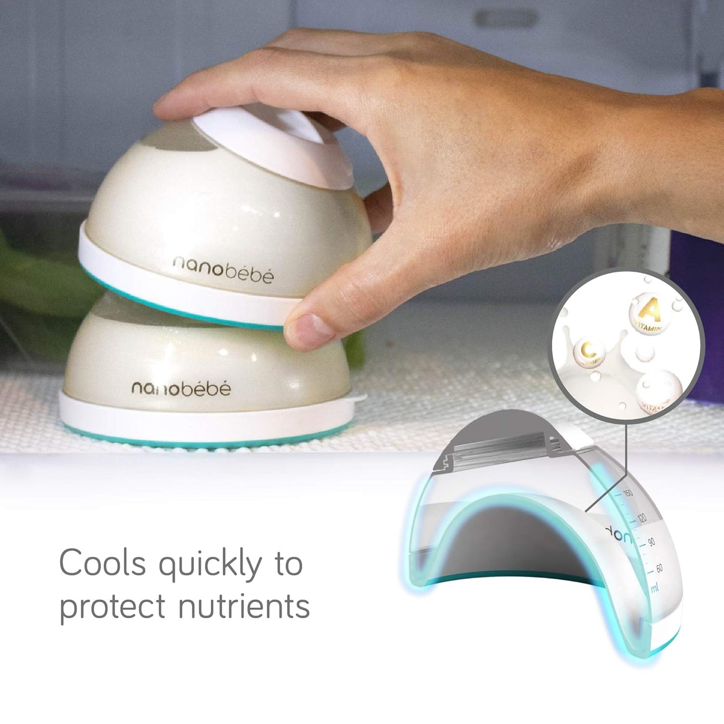 Nanobebe Breastmilk Baby Bottle Anti-Colic Starter Set with Silicone Pacifiers, Breast Pump Adapter, and Slow Flow Nipples - 5 oz - Teal/Grey