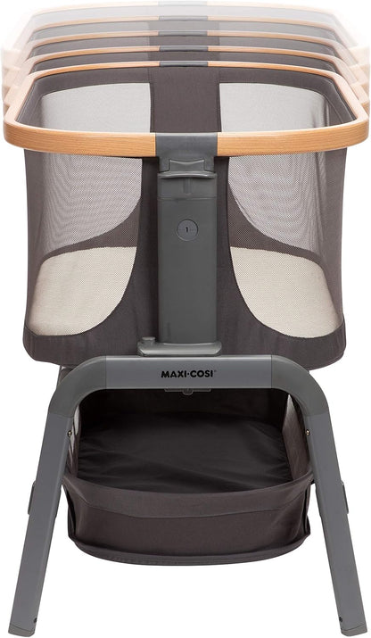 Maxi-Cosi Iora Baby Bassinets Bedside Sleeper, Portable Bassinet, Infant Bedside Sleeper Crib, Height Adjustable, Breathable Mesh, Large Storage Basket, Truffle