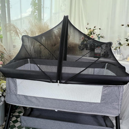 Bassinet Cover Mosquito Net for Babies to Keep Insects/Bugs/Cats Out, Toddler Bassinet/Bedside Sleeper/Crib Net with Two-Way Zippers & Storage Bag, Breathable Mesh Holes, White