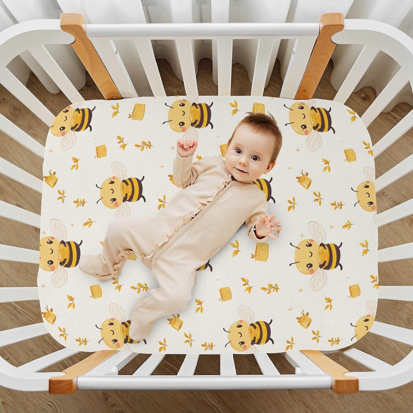 Fitted Crib Sheets Pink Checkered and Bows Stretchy Portable Playard Sheets for Baby Toddler, Breathable Soft Mini Crib Mattress 39 x 27 in for Boys and Girls
