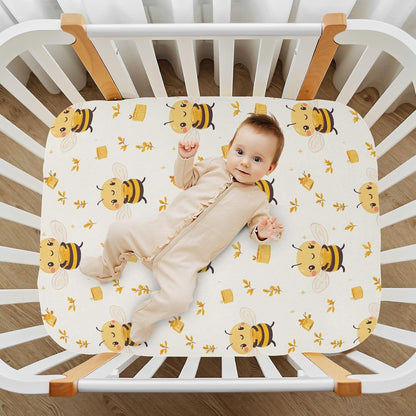 Fitted Crib Sheets Pink Checkered and Bows Stretchy Portable Playard Sheets for Baby Toddler, Breathable Soft Mini Crib Mattress 39 x 27 in for Boys and Girls