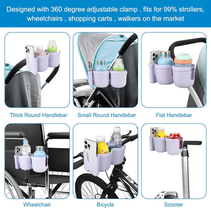 Accmor Stroller Cup Holder with Phone Holder, Bike Cup Holder, Universal Cup Holder for Uppababy Nuna Doona Strollers, 2-in-1 Cup Phone Holder for Stroller Bike Accessory