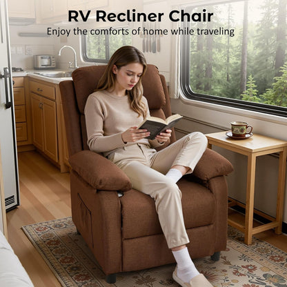 Korser Recliner Chair, 360 Swivel Rocker Chair for Adults, Small Rocking Recliner for Small Spaces, Upholstered Fabric Glider Recliner Nursery