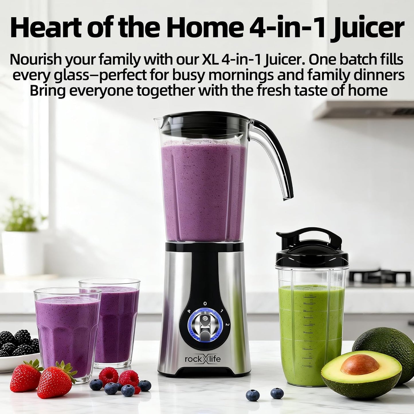 Blenders and Food Processor Combo, 13Pcs 4 in 1 Blender for Shakes and Smoothies,17oz Meat Grinder baby food&10oz Spice Grinder 42oz Family&24oz to-go Cups,Dishwasher Safe,Silver