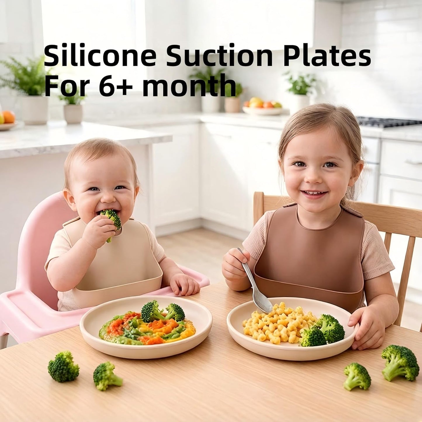 Toddler Plates with Suction 3 Pack, BPA-Free 100% Silicone Dinner Plates for Baby Toddlers Kids, Dishwasher & Microwave Safe, Non-Toxic, Suction Baby Plates Non-slip