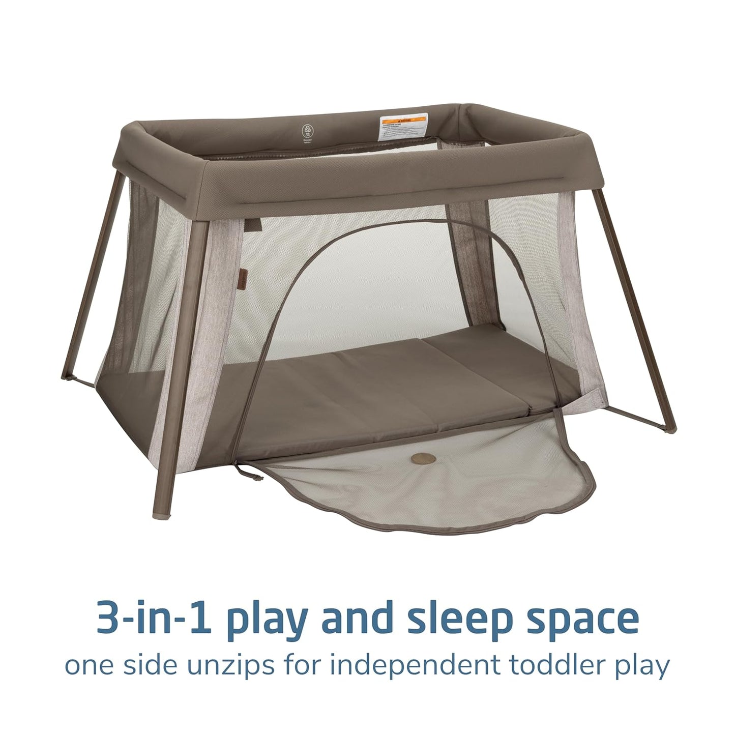Maxi-Cosi Calao Travel Playard, Infant Bassinet, Toddler Playpen, Portable, Lightweight, Foldable, Easy Setup, with Carry Bag, Breathable Mesh, Truffle