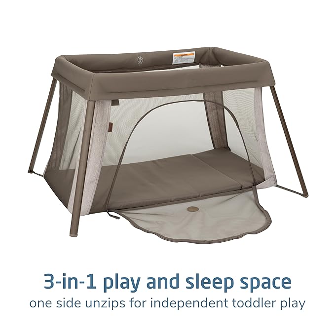 Maxi-Cosi Calao Travel Playard, Infant Bassinet, Toddler Playpen, Portable, Lightweight, Foldable, Easy Setup, with Carry Bag, Breathable Mesh, Truffle