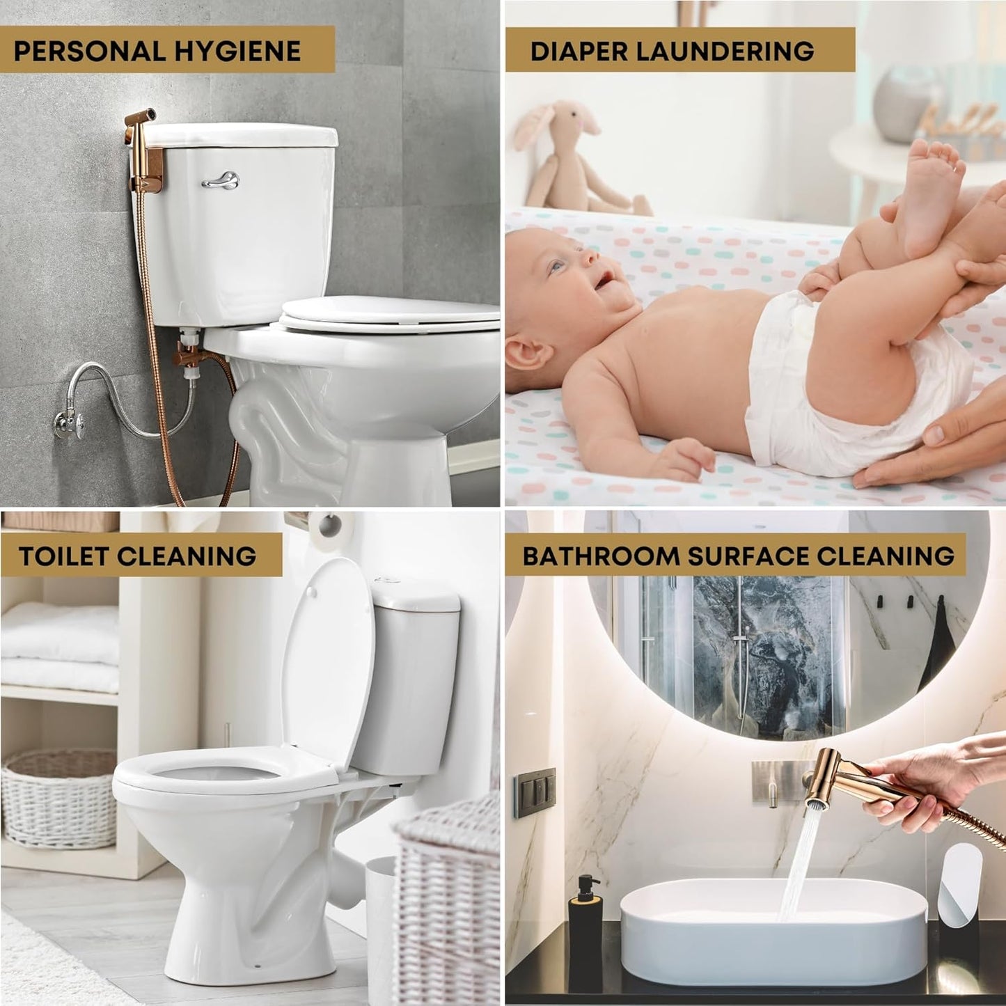 Purrfectzone Bidet Sprayer for Toilet, Handheld Sprayer Kit, Cloth Diaper Sprayer Set - Easy to Install - Stainless Steel