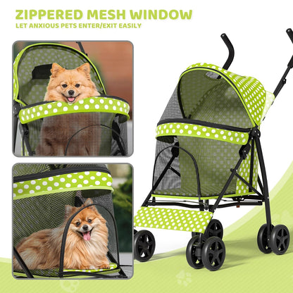 Magshion Compact Pet Stroller for Small-Medium Dogs/Cats up to 22lbs, 4-Wheel Lightweight Umbrella Shaped Portable Puppy Travel Jogger with Breathable Mesh, Cup Holder & Rear Storage, Black
