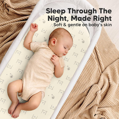 2-Pack Baby Bassinet Sheets Girl, Boy - 33x17 Viscose Derived from Bamboo Bedside Mattress Fitted Bassinet Sheets, Compatible with Halo Bassinest Swivel Sleeper, Baby Delight, Graco (Pecan)