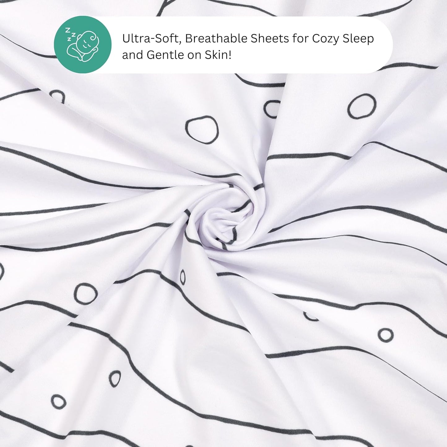 Bassinet Sheets for Papablic, CoZee, Cowiewie, Ezebaby, Nawahev Baby Bassinet Bedside Sleeper by TansyPanda, 3PC, 33x20, Ultra Soft, Breathable Snug Fit, Unisex Boys Girls, Gray White (Space Rockets)