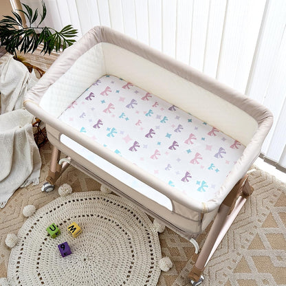 4 Pack Bedside Bassinet Sheets - 33"x20" Bassinet Sheets for Baby Delight, Angelbliss, Maxi-COSI & Most Regular Size Bedside Sleeper | Ultra Soft & Skin Friendly Bassinet Fitted Sheet for Girls