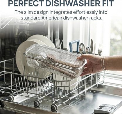Stainless Steel Dishwasher Basket for Utensils - 18/8 Food-Grade, Custom Fit Size Secure Hold Design Prevents Slipping | Food-Grade Metal & 10-Mesh Drying Tech