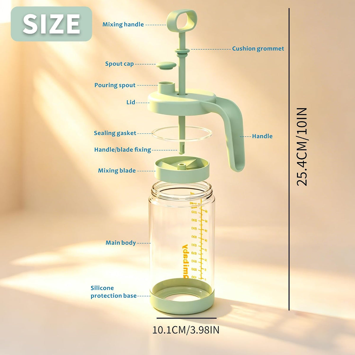 32oz Borosilicate Glass Formula Mixing Pitcher, BPA-Free Leakproof Breastmilk Fridge Storage Container, Wide Mouth Baby Formula Pitcher, Heat & Cold Resistant Baby Essential, Green