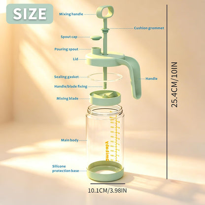 32oz Borosilicate Glass Formula Mixing Pitcher, BPA-Free Leakproof Breastmilk Fridge Storage Container, Wide Mouth Baby Formula Pitcher, Heat & Cold Resistant Baby Essential, Green