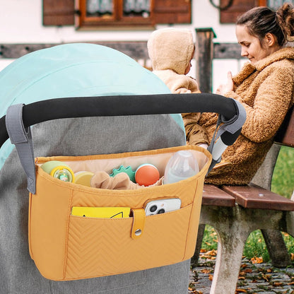 Accmor Universal Stroller Organizer, Stroller Bag Stroller Caddy Organizer, Stroller Accessories Fits for Uppababy, Baby Jogger, Nuna, Doona, Britax Strollers, Black