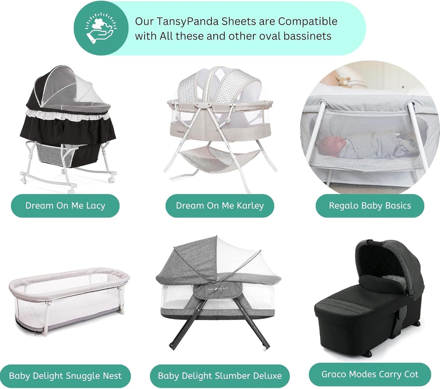 Bassinet Sheets for Papablic, CoZee, Cowiewie, Ezebaby, Nawahev Baby Bassinet Bedside Sleeper by TansyPanda, 3PC, 33x20, Ultra Soft, Breathable Snug Fit, Unisex Boys Girls, Gray White (Space Rockets)
