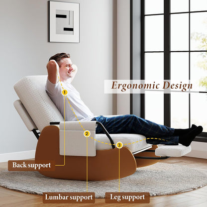 Furniliving Modern Glider Rocking Chair, Upholstered Nursery Glider Chair with Adjustable Recline & Retractable Footrest, Comfortable Lounge Chair for Mom Nursery Living Room Bedroom Grey