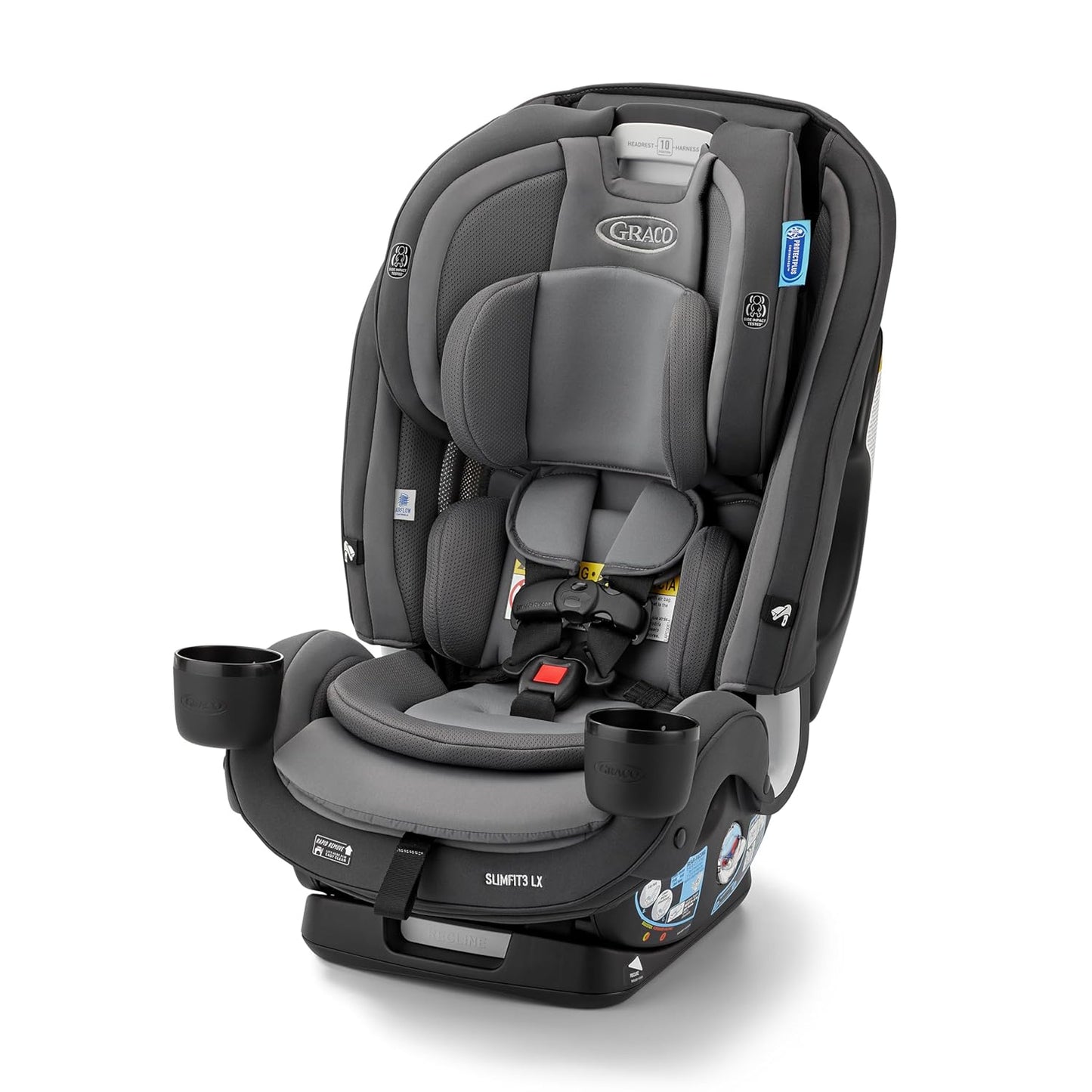 Graco Slimfit 3-in-1 Convertible Car Seat, Slim Car Seat with Space-Saving Design, Highback Booster Seat with 10-Position Headrest, Rear Facing and Forward Facing Carseat, Darcie