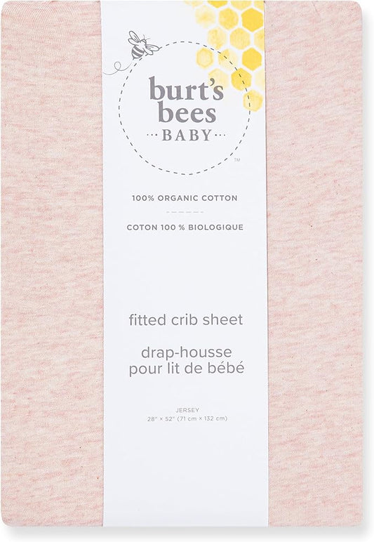 Burt's Bees Baby Essential Organic Cotton Fitted Crib Sheet, Breathable for Boy Girl Standard Crib & Toddler Mattresses