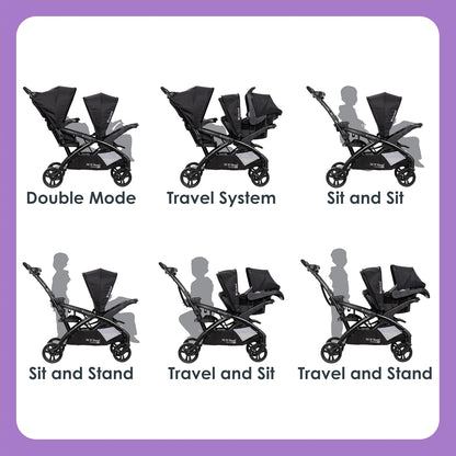 Baby Trend Sit N' Stand® Double 2.0 Stroller, Dash Black