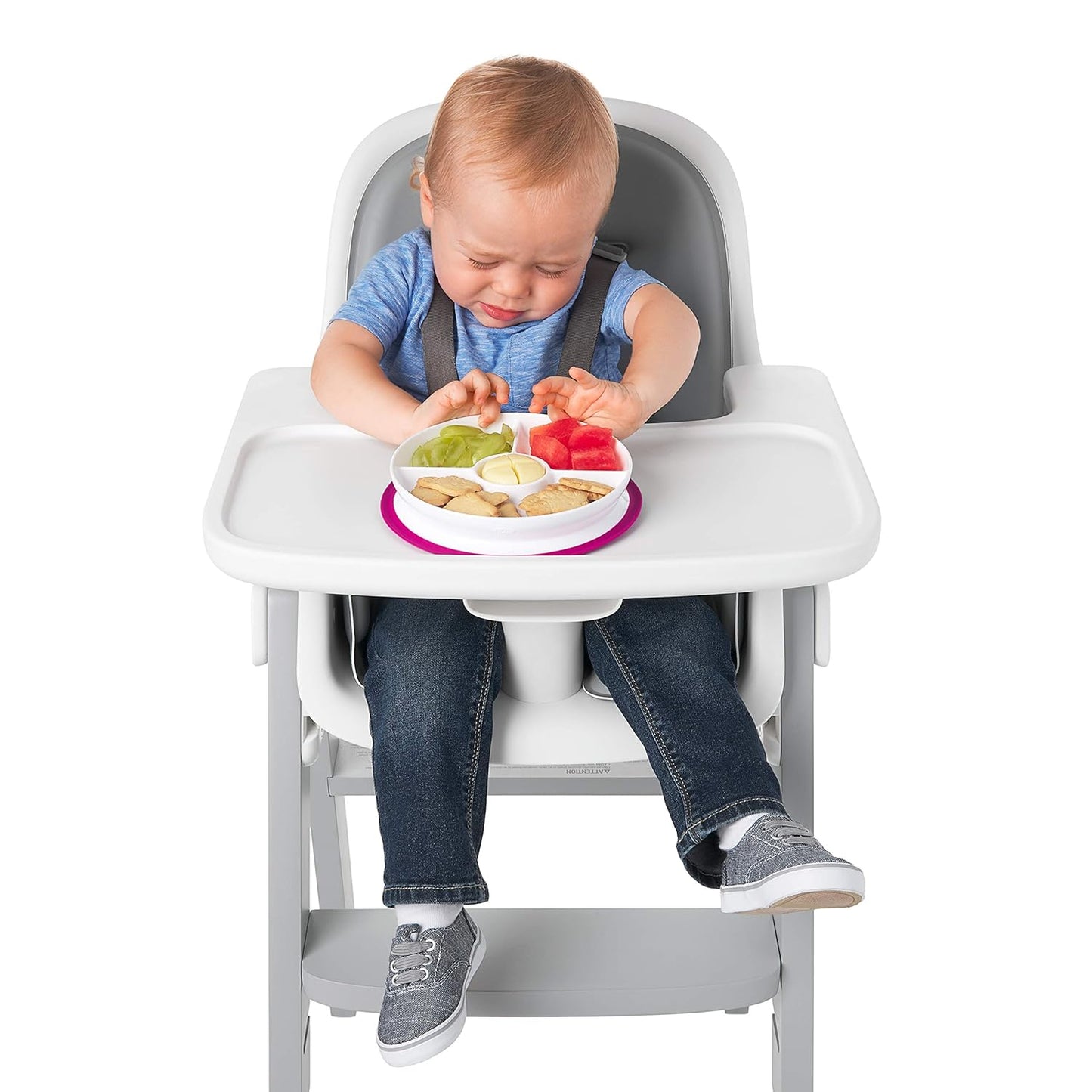 OXO Tot Stick and Stay Suction Divided Plate - Opal