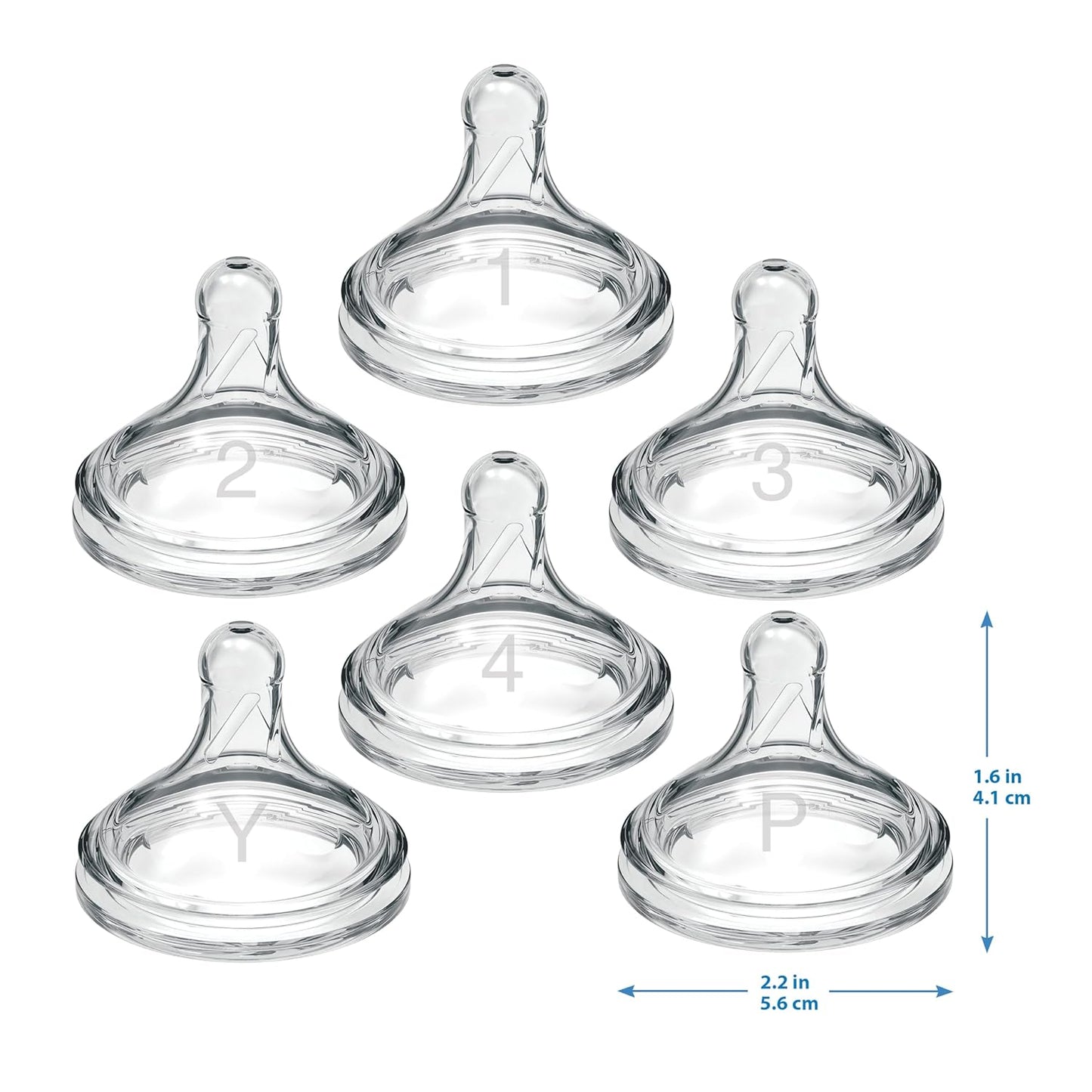 Dr. Brown’s Natural Flow® Level 2 Wide-Neck Baby Bottle Silicone Nipple, Medium Flow, 3m+, 100% Silicone Bottle Nipple, 6 Pack