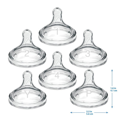Dr. Brown’s Natural Flow® Level 2 Wide-Neck Baby Bottle Silicone Nipple, Medium Flow, 3m+, 100% Silicone Bottle Nipple, 6 Pack