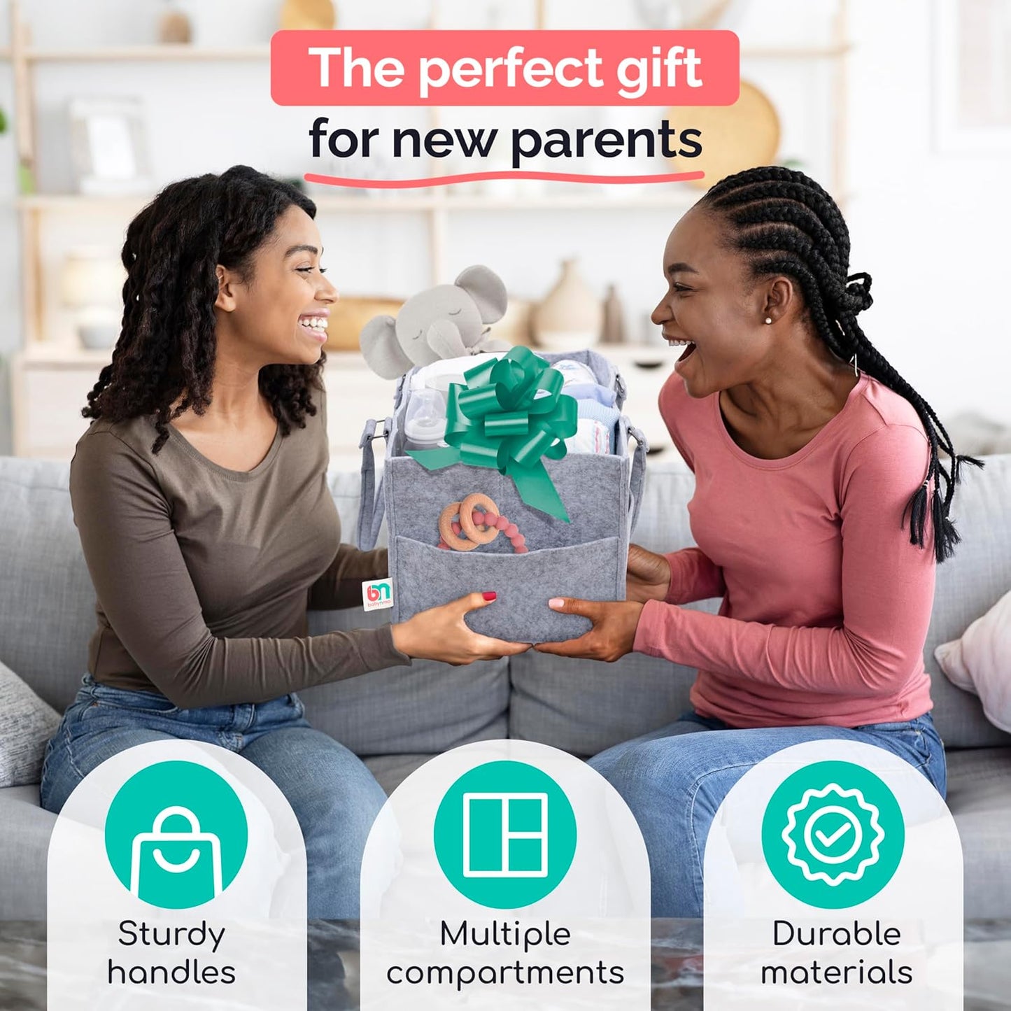 Felt Diaper Caddy - Extra Large Storage for Baby and Toddler Items - Diaper caddy basket - Portable Organizer Easily Holds Diapers, Clothing - Useful for Nursery, Bedroom, Living Room, Car
