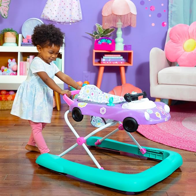 Bright Starts Little Speedster 3-in-1 Car Walker, Purple Power, Baby Activity Walker for Girls and Boys, 6 Months+